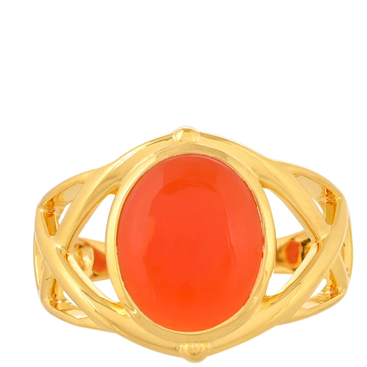 Inel din Argint 925 Placat cu Aur ( 5.04 grame ) cu Carneol 4.52 Carate