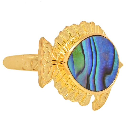 Inel din Argint 925 Placat cu Aur ( 3.92 grame ) cu Scoică Abalone 3.97 Carate