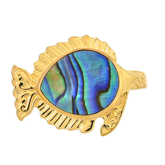 Inel din Argint 925 Placat cu Aur ( 3.92 grame ) cu Scoică Abalone 3.97 Carate