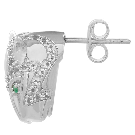 Cercei din Argint 925 ( 8.9 grame ) cu Smarald Brazilian și Topaz Alb 1.13 Carate