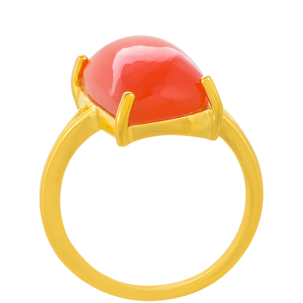 Inel din Argint 925 Placat cu Aur ( 2.8 grame ) cu Carneol 8 Carate