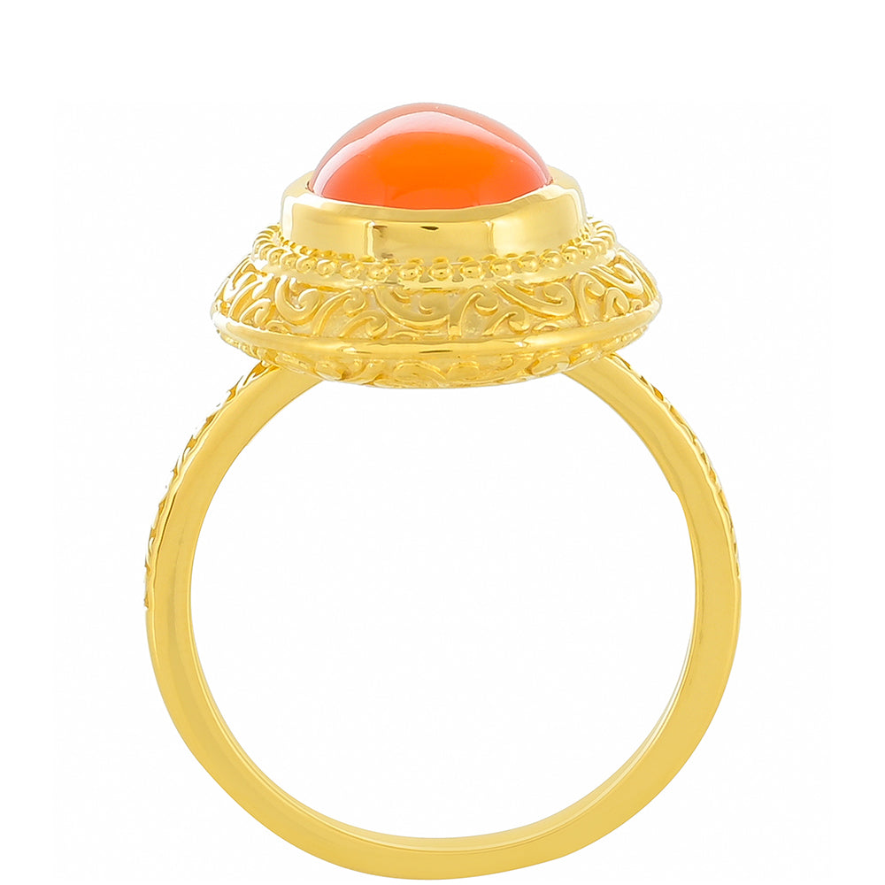 Inel din Argint 925 Placat cu Aur ( 4.54 grame ) cu Carneol 3.22 Carate