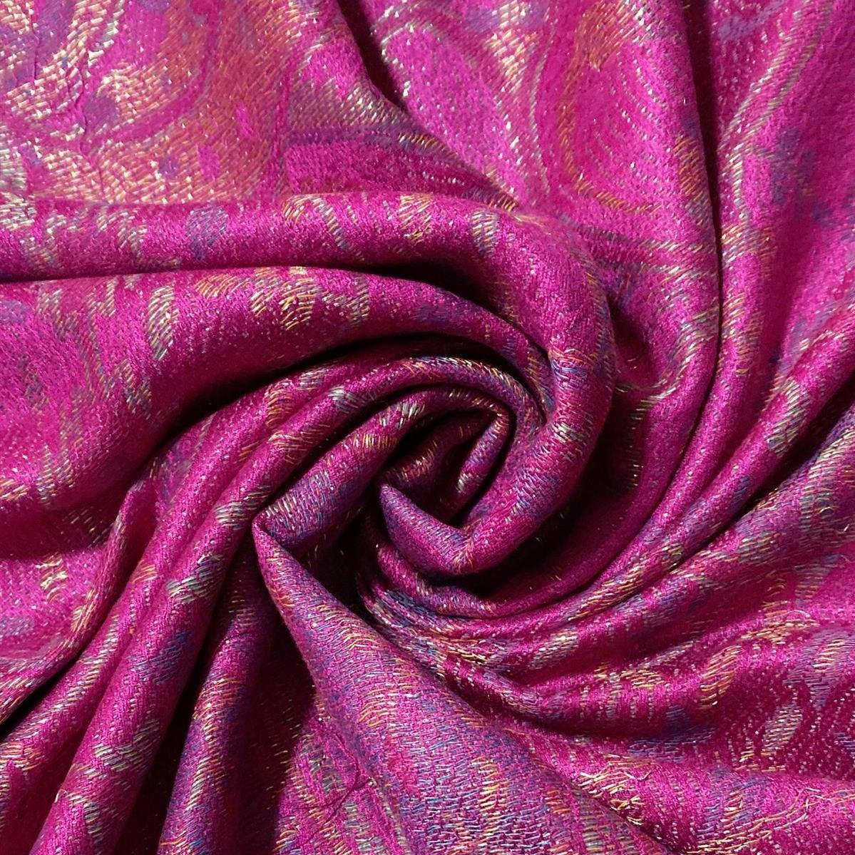 Eșarfă-Șal 100% Cașmir Pashmina Autentic, 70 cm x 180 cm, Roz Strălucitor Fucsia - Galeria de Bijuterii