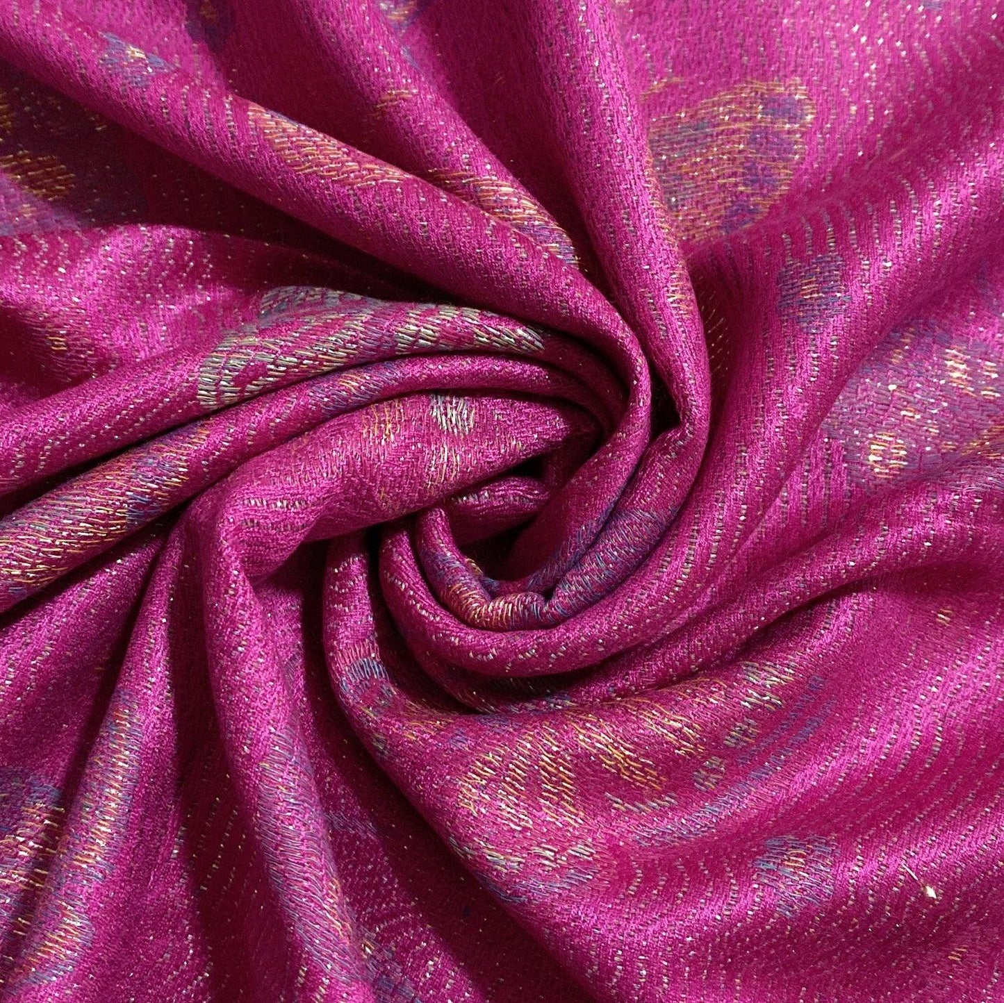 Eșarfă-Șal 100% Cașmir Pashmina Autentic, 70 cm x 170 cm, Model Fluture, Roz Lucios Fucsia - Galeria de Bijuterii