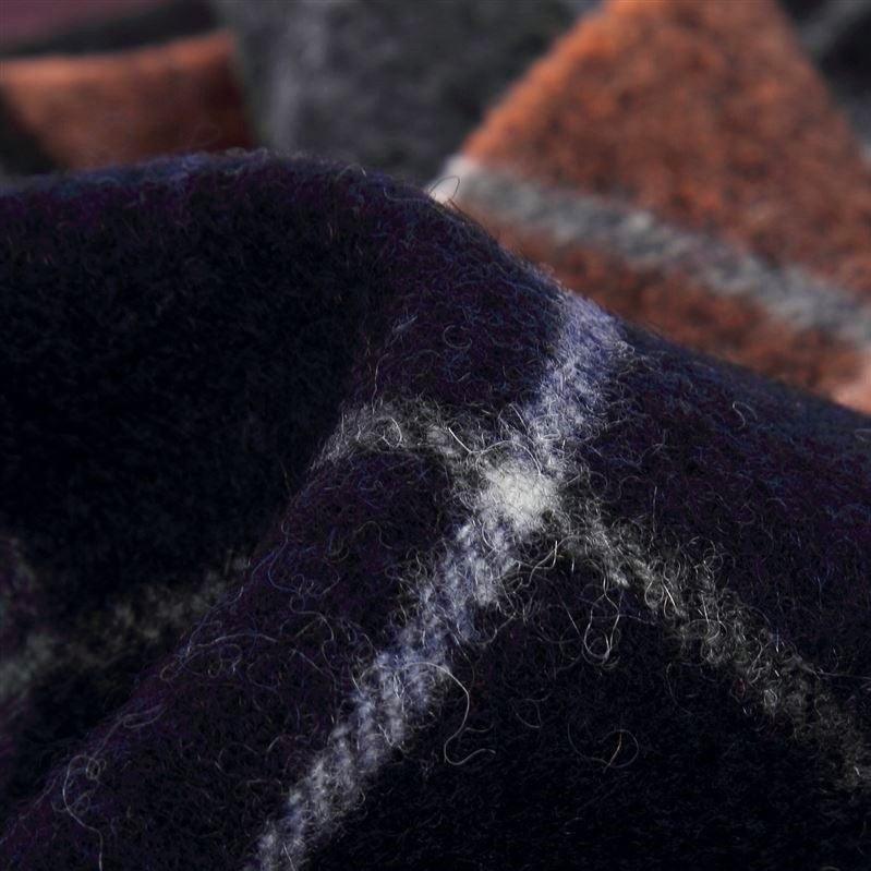 Eșarfă 100% Lână Autentică, 30 cm x 180 cm, Model Carouri Negre și Piersică - Galeria de Bijuterii