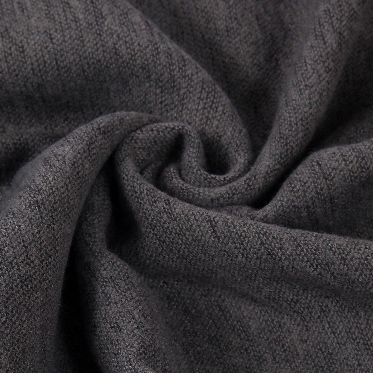 Eșarfă-Șal, 60 cm x 170 cm, cu Pompoane din Blană Naturală, Gri - Galeria de Bijuterii