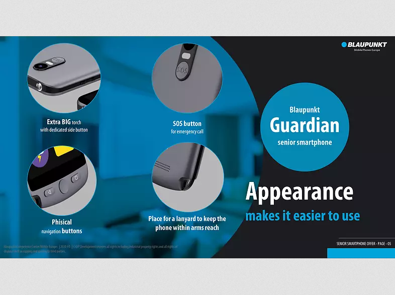 Telefon mobil Blaupunkt Guardian Senior cu buton de urgență