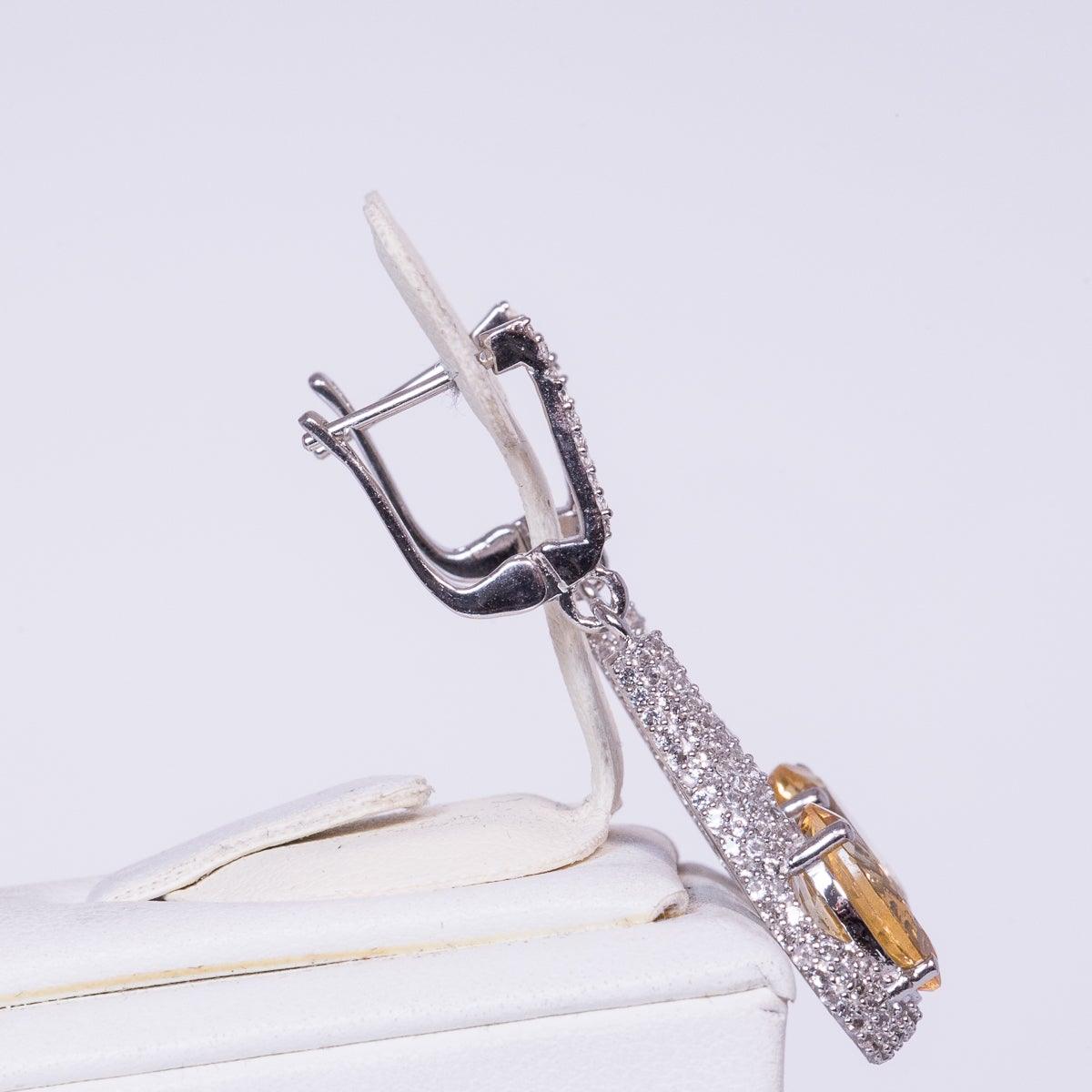 Cercei din Argint cu Citrin Ural și Topaz Alb - Galeria de Bijuterii