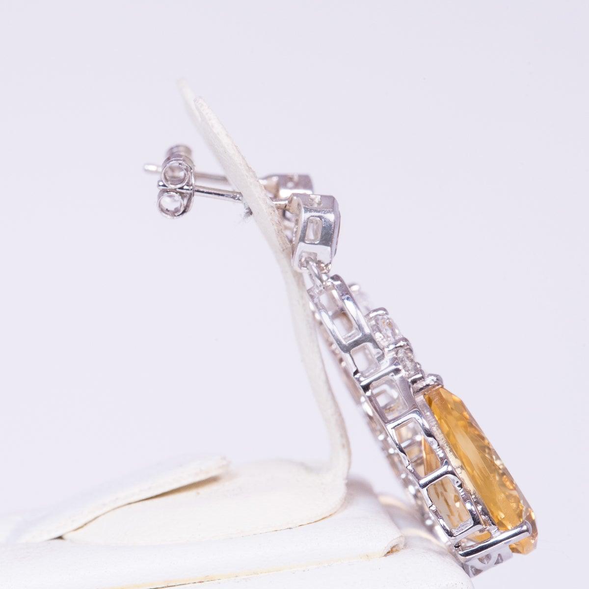 Cercei din Argint cu Citrin Ural și Topaz Alb - Galeria de Bijuterii