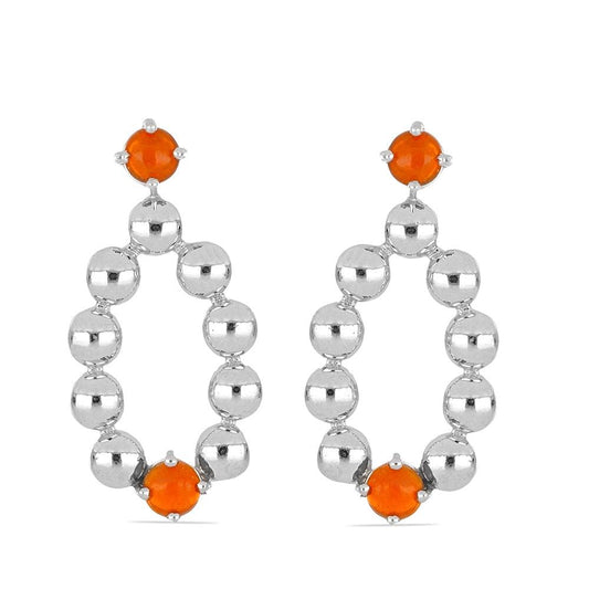 Cercei din Argint cu Opal de Foc Portocaliu - Galeria de Bijuterii