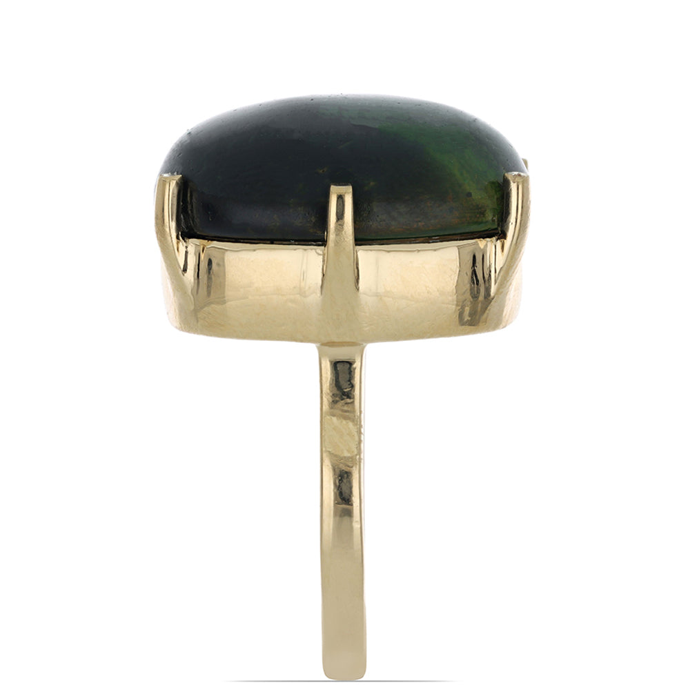 Inel din Argint 925 Placat cu Aur ( 6.62 grame ) cu Ochi de Tigru Verde 22.15 Carate