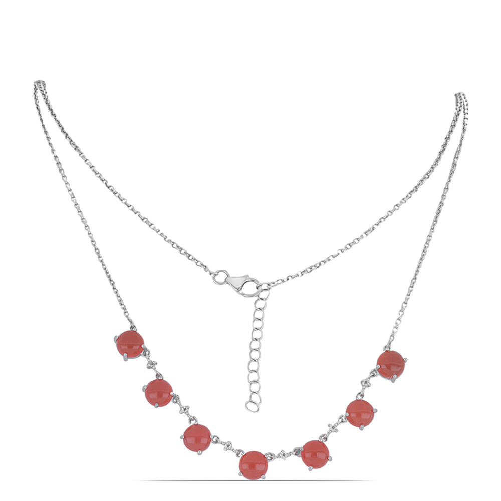 Colier din Argint 925 ( 7.84 grame ) cu Carneol Tagebau și Topaz Alb 13.94 Carate