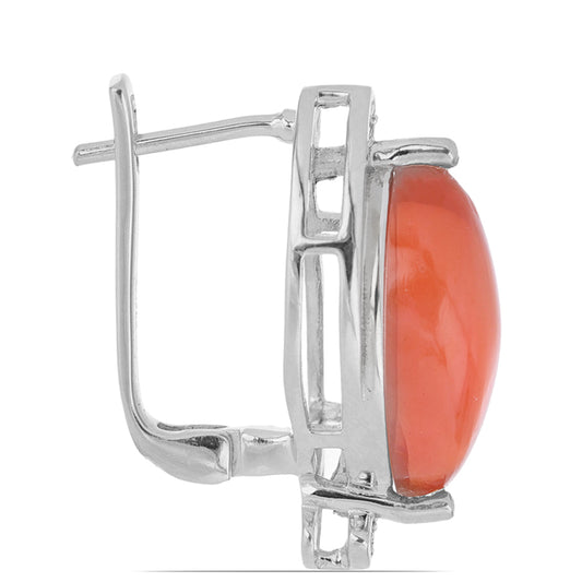 Cercei din Argint 925 ( 5.23 grame ) cu Opal Etiopian Lega Dembi Portocaliu și Topaz Alb 4.5 Carate