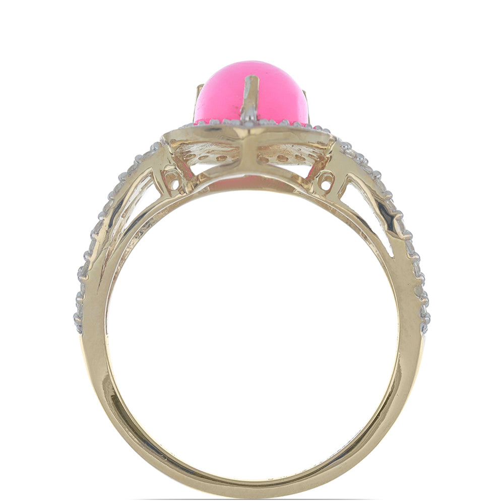 Inel din Argint 925 Placat cu Aur ( 3.68 grame ) cu Opal Lega Dembi Roz și Topaz Alb 1.71 Carate