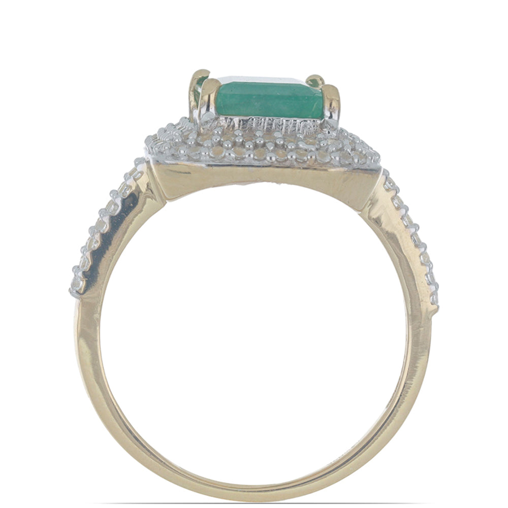 Inel din Argint 925 Placat cu Aur ( 3.92 grame ) cu Smarald Brazilian și Topaz Alb 3.98 Carate