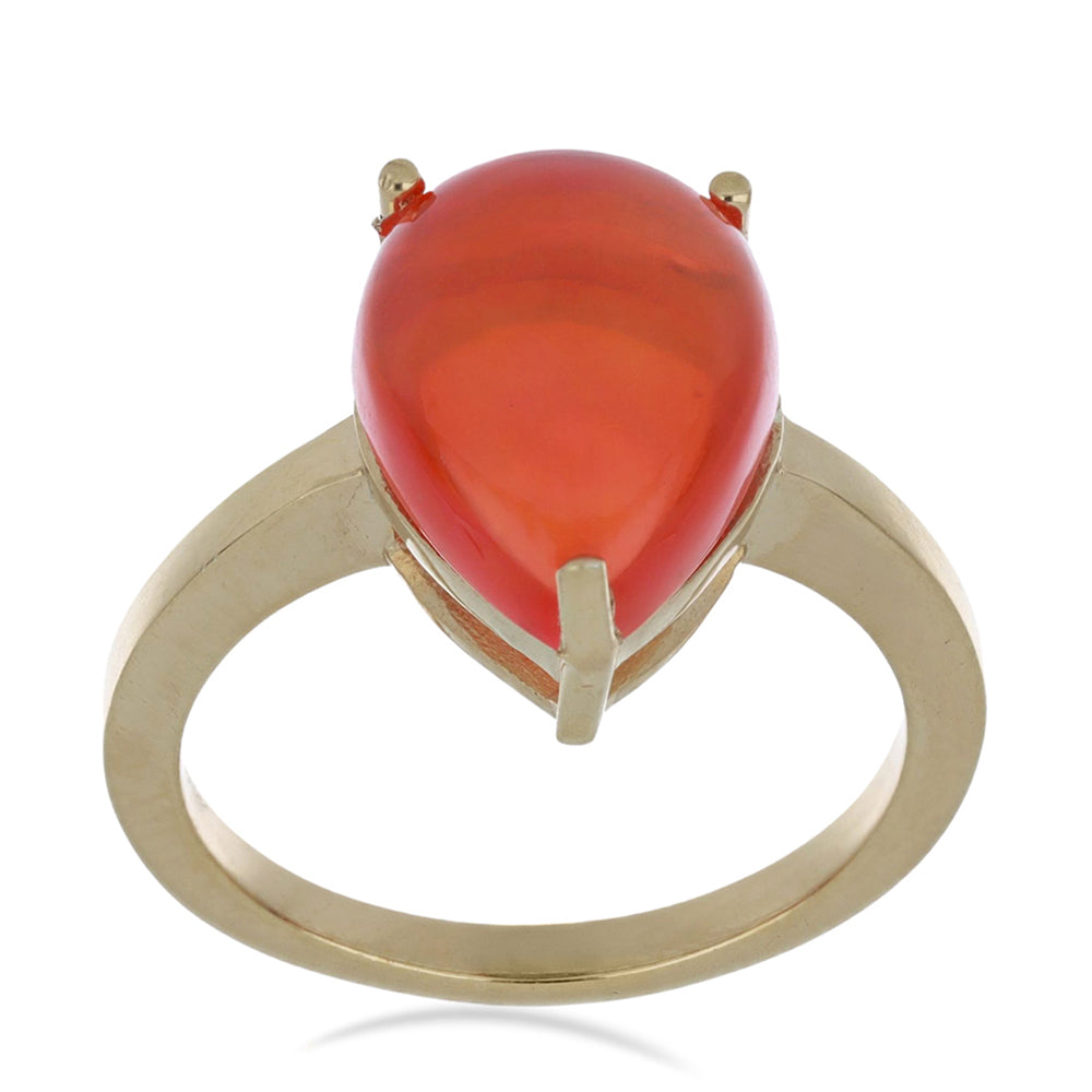 Inel din Argint 925 Placat cu Aur ( 2.81 grame ) cu Opal Etiopian Lega Dembi Portocaliu 3.2 Carate