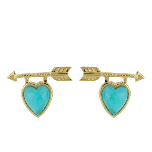 Cercei din Argint 925 Placat cu Aur ( 4.73 grame ) cu Smitsonit Kelly 4.82 Carate