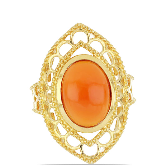 Inel din Argint 925 Placat cu Aur ( 6.31 grame ) cu Carneol Tagebau 5.73 Carate