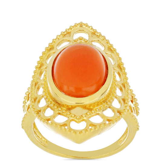 Inel din Argint 925 Placat cu Aur ( 6.31 grame ) cu Carneol Tagebau 5.73 Carate