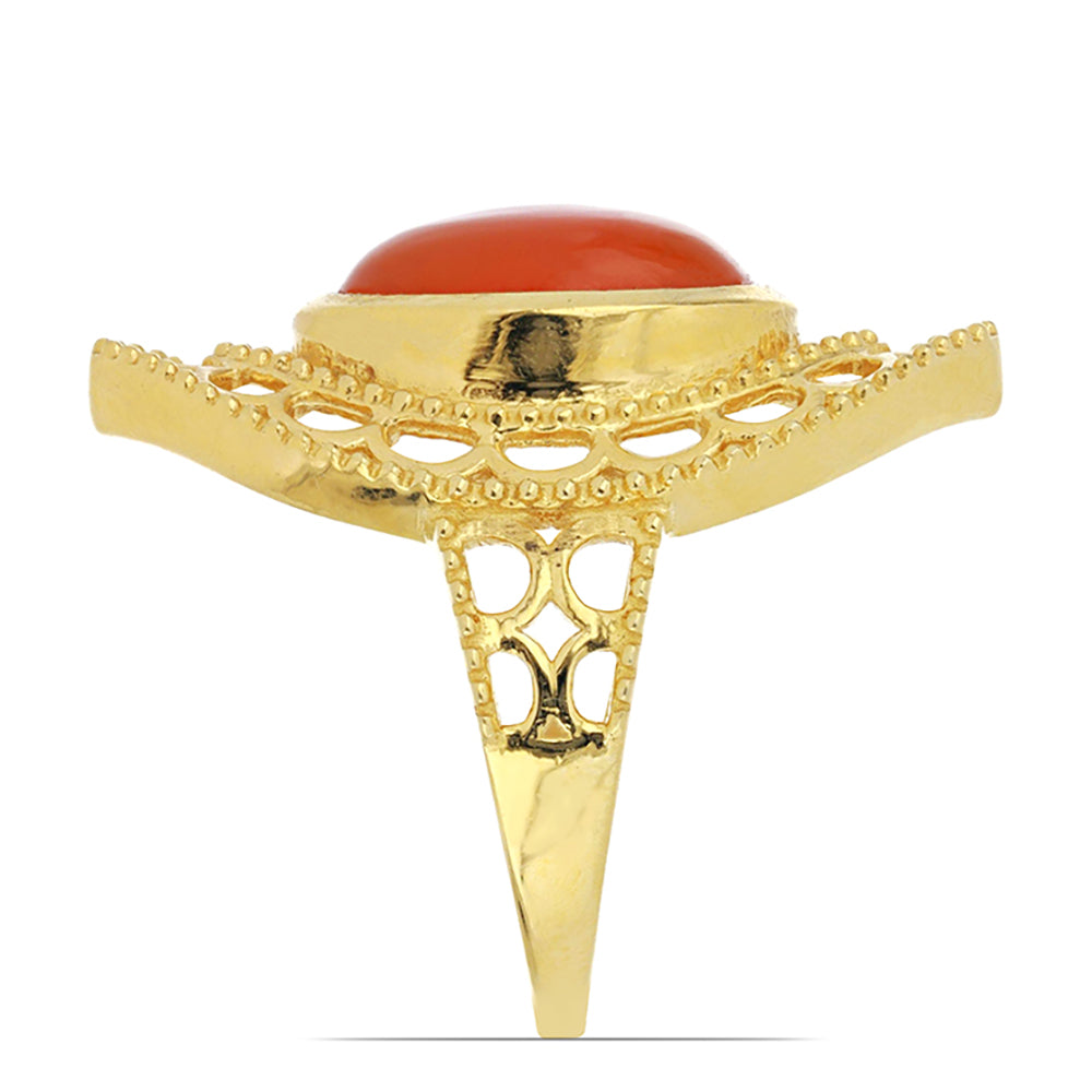 Inel din Argint 925 Placat cu Aur ( 6.31 grame ) cu Carneol Tagebau 5.73 Carate