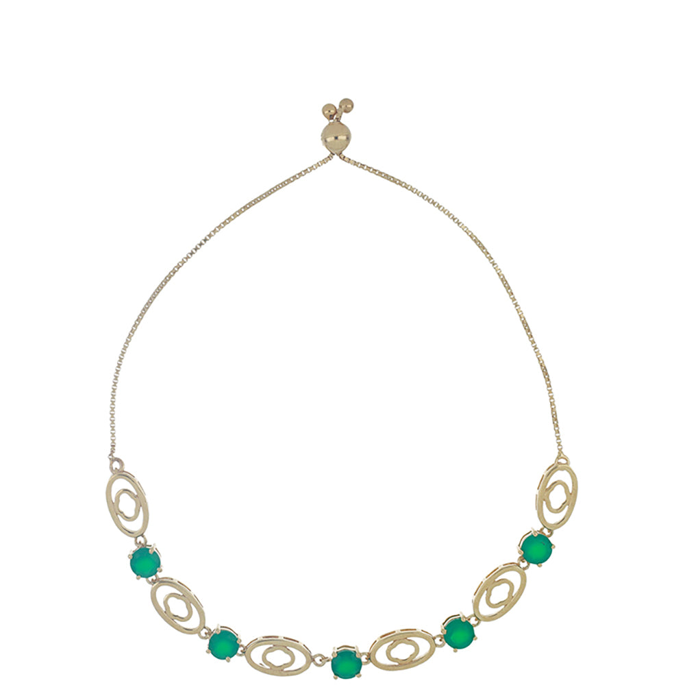 Brățară din Argint 925 Placat cu Aur ( 8.34 grame ) cu Agat Verde 4.07 Carate