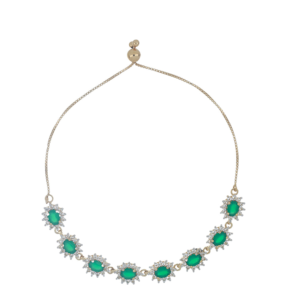 Brățară din Argint 925 Placat cu Aur ( 10.57 grame ) cu Agat Verde și Topaz Alb 10.47 Carate