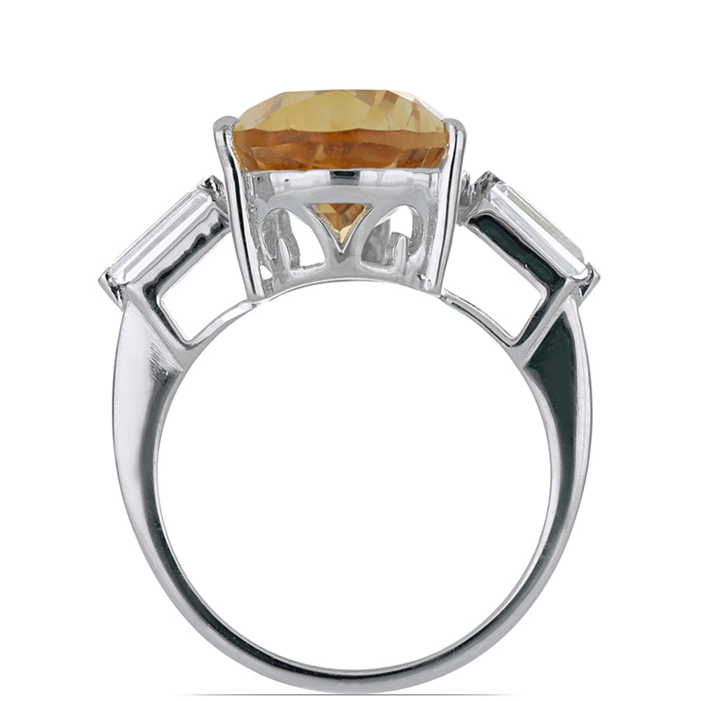 Inel din Argint 925 ( 3.71 grame ) cu Citrin Ural și Topaz Alb 7.98 Carate