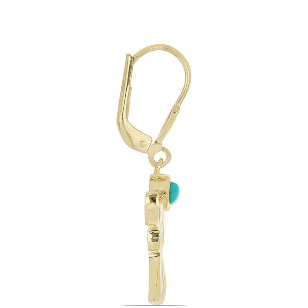 Cercei din Argint 925 Placat cu Aur ( 4.31 grame ) cu Turcoaz ”Frumoasa Adormită” 0.23 Carate