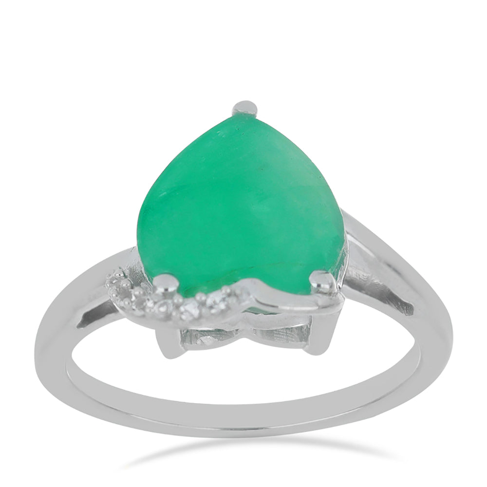 Inel din Argint 925 ( 2.44 grame ) cu Smarald Brazilian și Topaz Alb 2.95 Carate