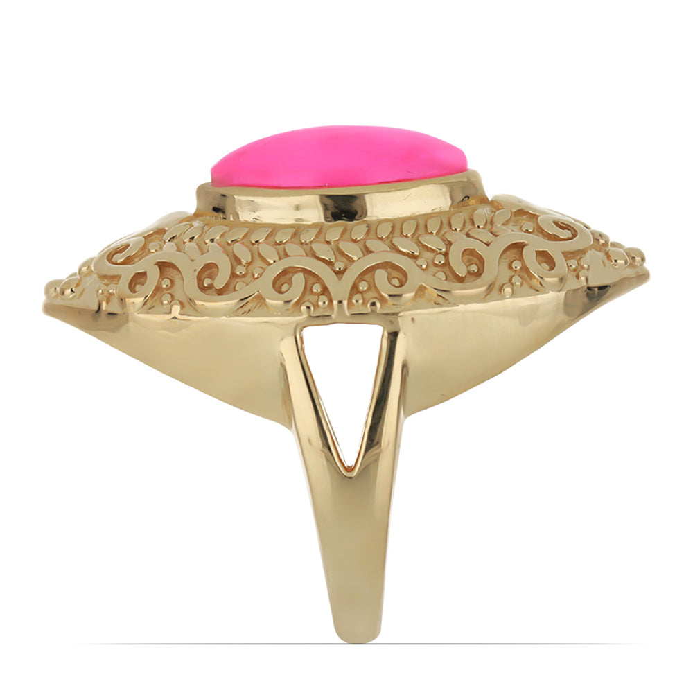 Inel din Argint 925 Placat cu Aur ( 10.14 grame ) cu Opal Etiopian Lega Dembi Roz 1.89 Carate