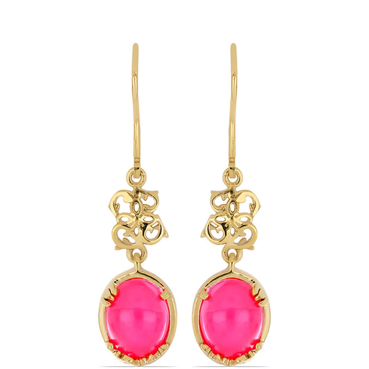 Cercei din Argint 925 Placat cu Aur ( 3.84 grame ) cu Opal Etiopian Lega Dembi Roz 2.96 Carate