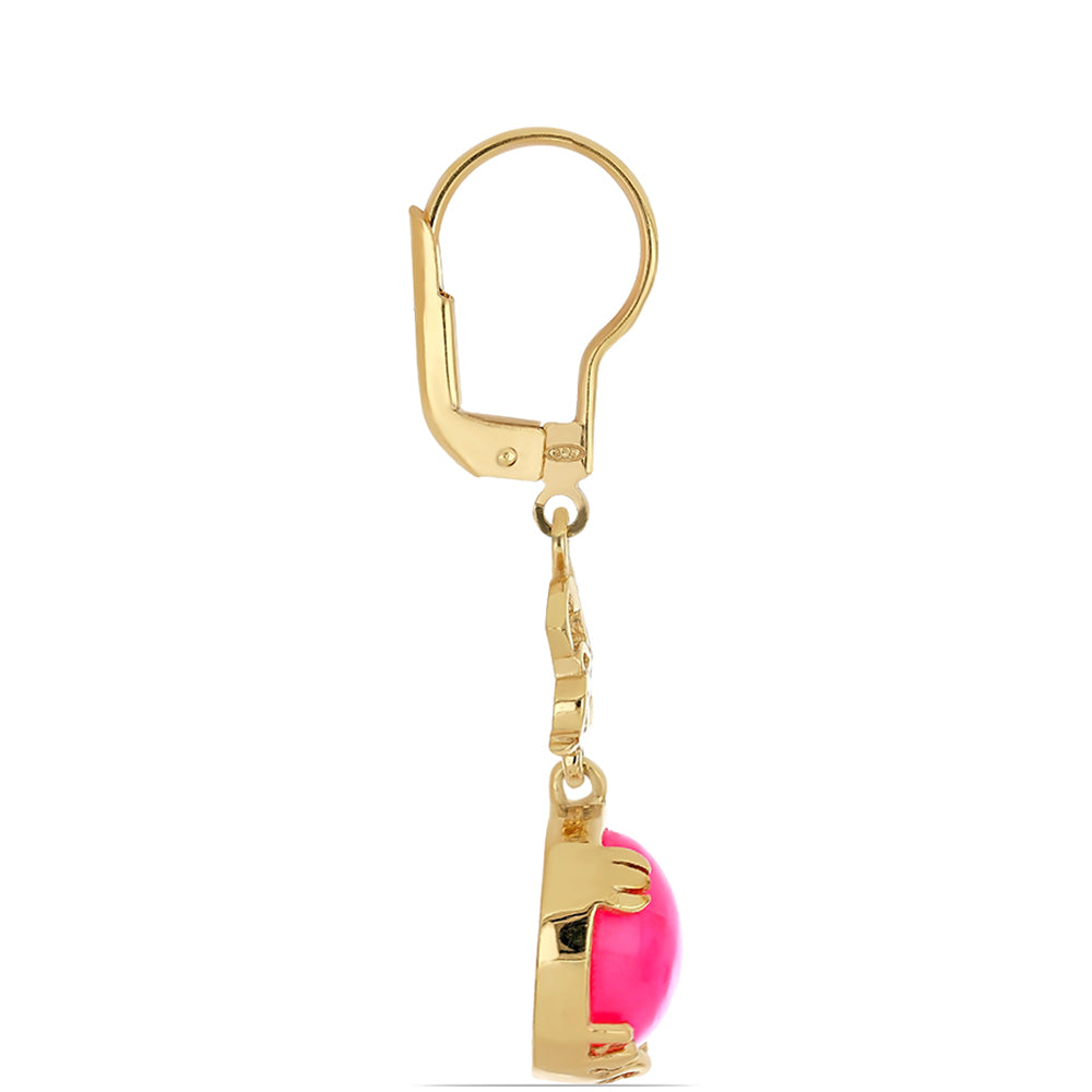 Cercei din Argint 925 Placat cu Aur ( 3.84 grame ) cu Opal Etiopian Lega Dembi Roz 2.96 Carate