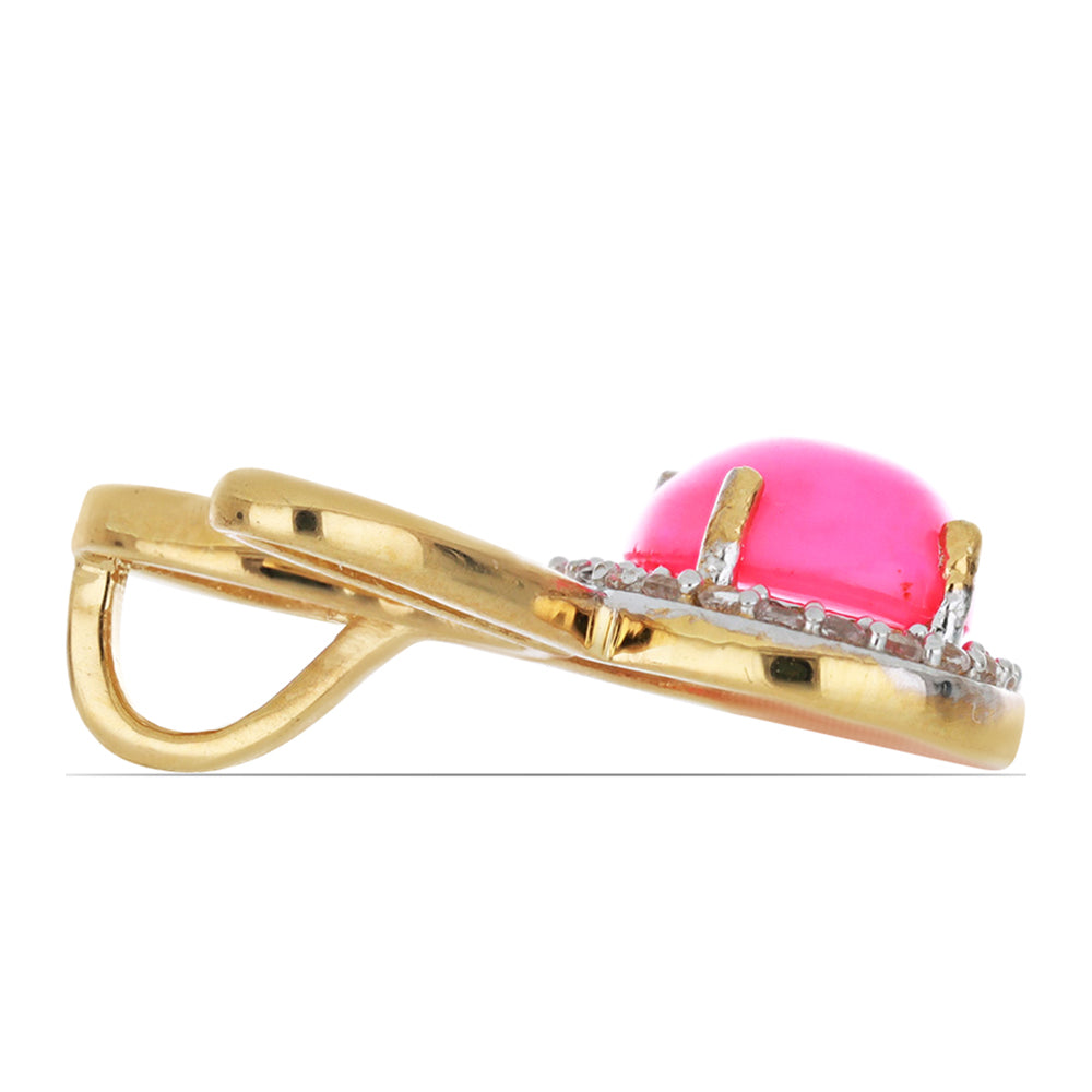 Pandantiv din Argint 925 Placat cu Aur ( 2.4 grame ) cu Opal Etiopian Lega Dembi Roz și Topaz Alb 1.69 Carate