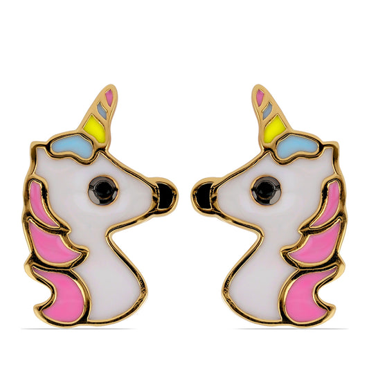 Cercei din Argint 925 Placat cu Aur ( 6.56 grame ) cu Email și Spinel Negru Gorno Badakhsha 0.04 Carate