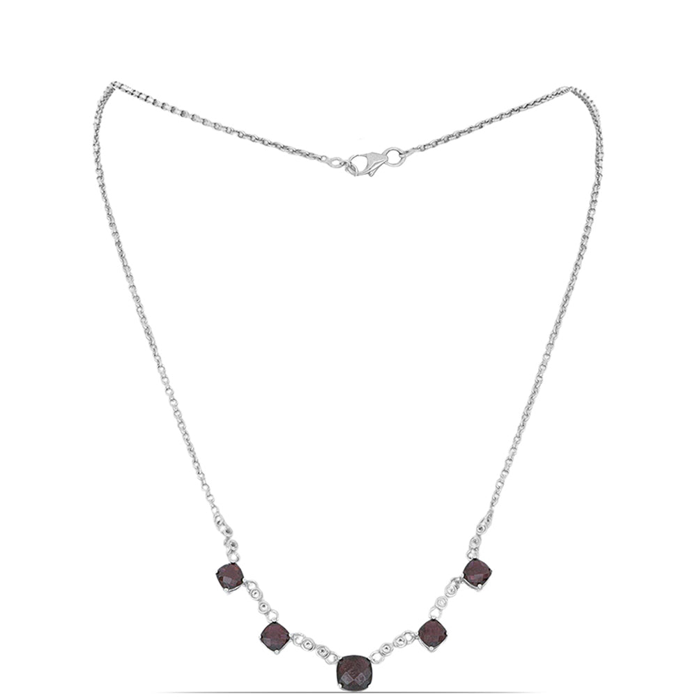 Colier din Argint 925 ( 6.77 grame ) cu Granat Rodolit Minas Moatize și Topaz Alb 5.87 Carate