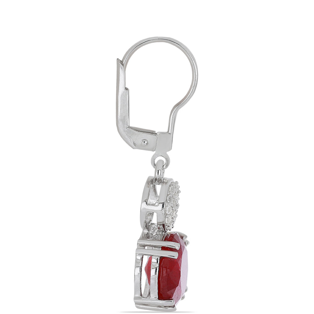 Cercei din Argint 925 ( 3.42 grame ) cu Rubin Malagasy și Topaz Alb 11.01 Carate