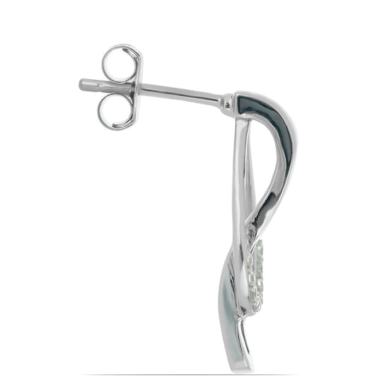 Cercei din Argint 925 ( 2.69 grame ) cu Diamant Galben și Zircon Alb 0.46 Carate