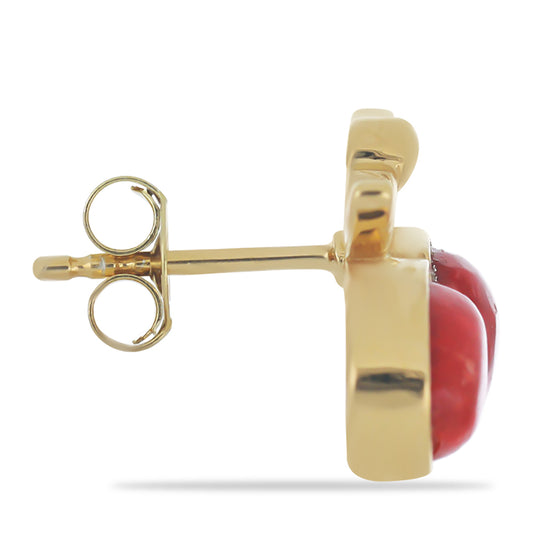 Cercei din Argint 925 Placat cu Aur ( 4.51 grame ) cu Coral Roșu Burete 3.51 Carate