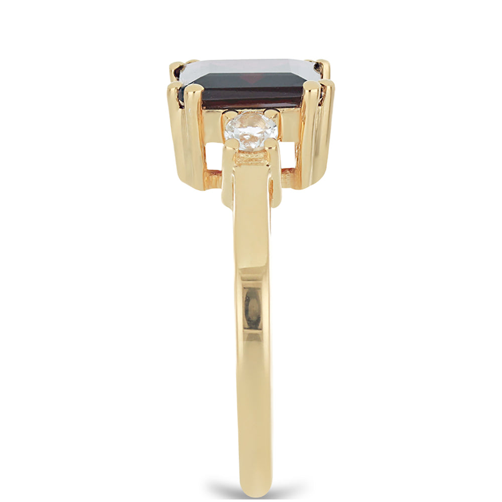 Inel din Argint 925 Placat cu Aur ( 2.97 grame ) cu Granat Rodolit Minas Moatize și Topaz Alb 3.24 Carate