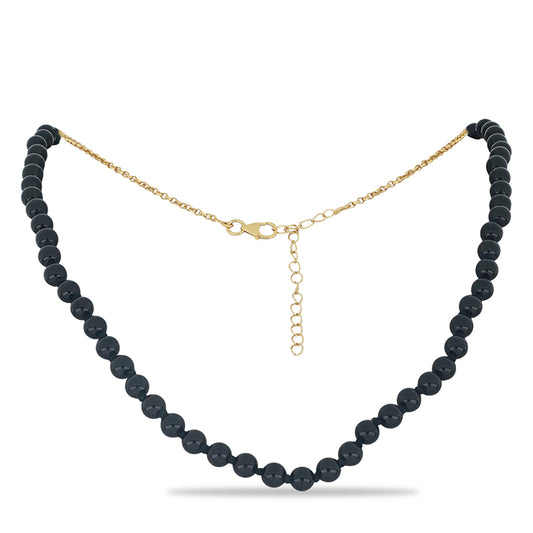 Colier din Argint 925 Placat cu Aur ( 0.95 grame ) cu Onix Negru 97.41 Carate