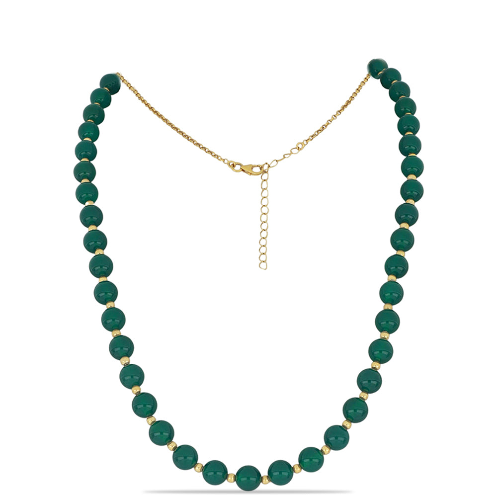 Colier din Argint 925 Placat cu Aur ( 3.1 grame ) cu Agat Verde 153.5 Carate