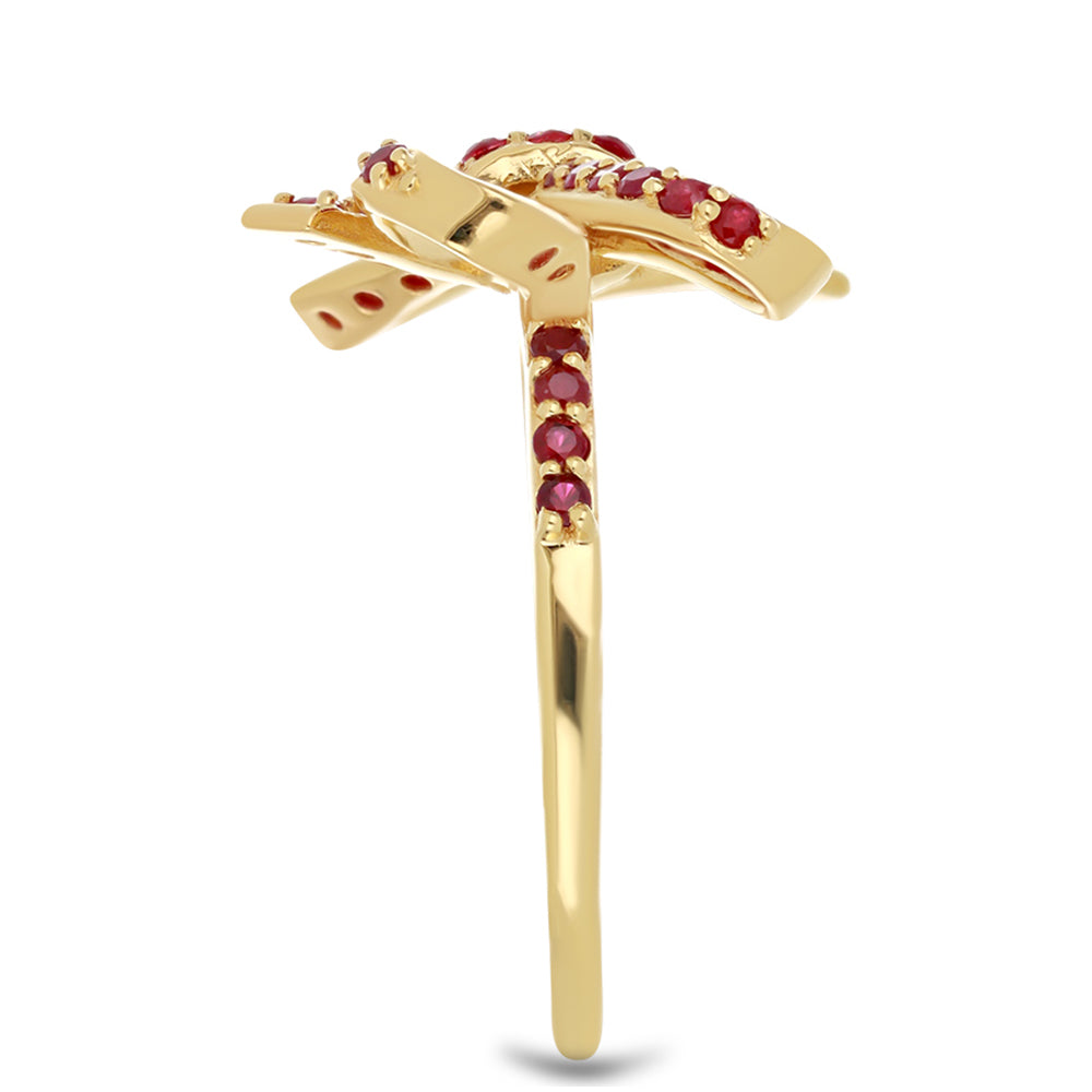 Inel din Argint 925 Placat cu Aur ( 3.5 grame ) cu Rubin Malagasy 0.89 Carate