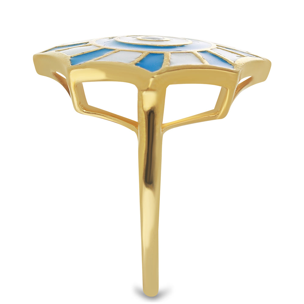 Inel din Argint 925 Placat cu Aur ( 4.94 grame ) cu Email