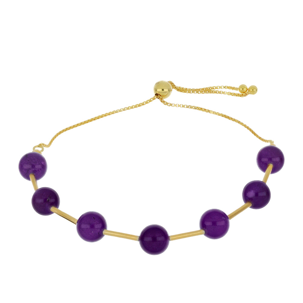 Brățară din Argint 925 Placat cu Aur ( 2.6 grame ) cu Agat Violet 25 Carate