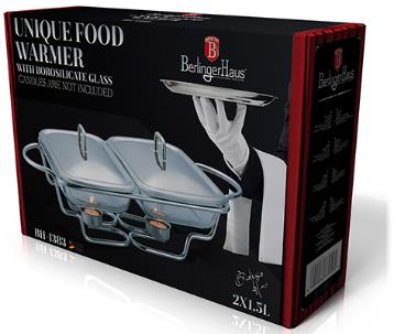 Vas de Servit Încălzit Berlinger Haus din sticlă termorezistentă cu capac, 2 * 1,5 L