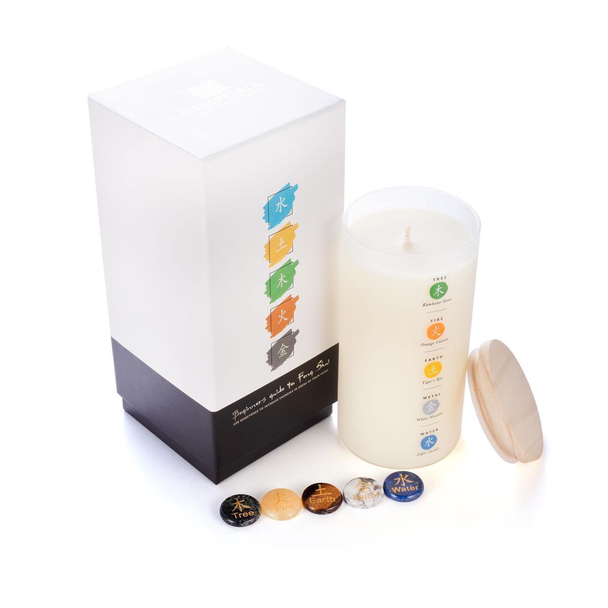 Lumânare Feng Shui Gemporia cu parfum de salvie, cu pietre prețioase - Galeria de Bijuterii