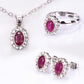 Set din Aliaj Placat cu Aur ( 9.1 grame ) cu Rubin și Cristal Alb Emporia® 4.08 Carate ( Colier+Cercei+Inel+Pandantiv )