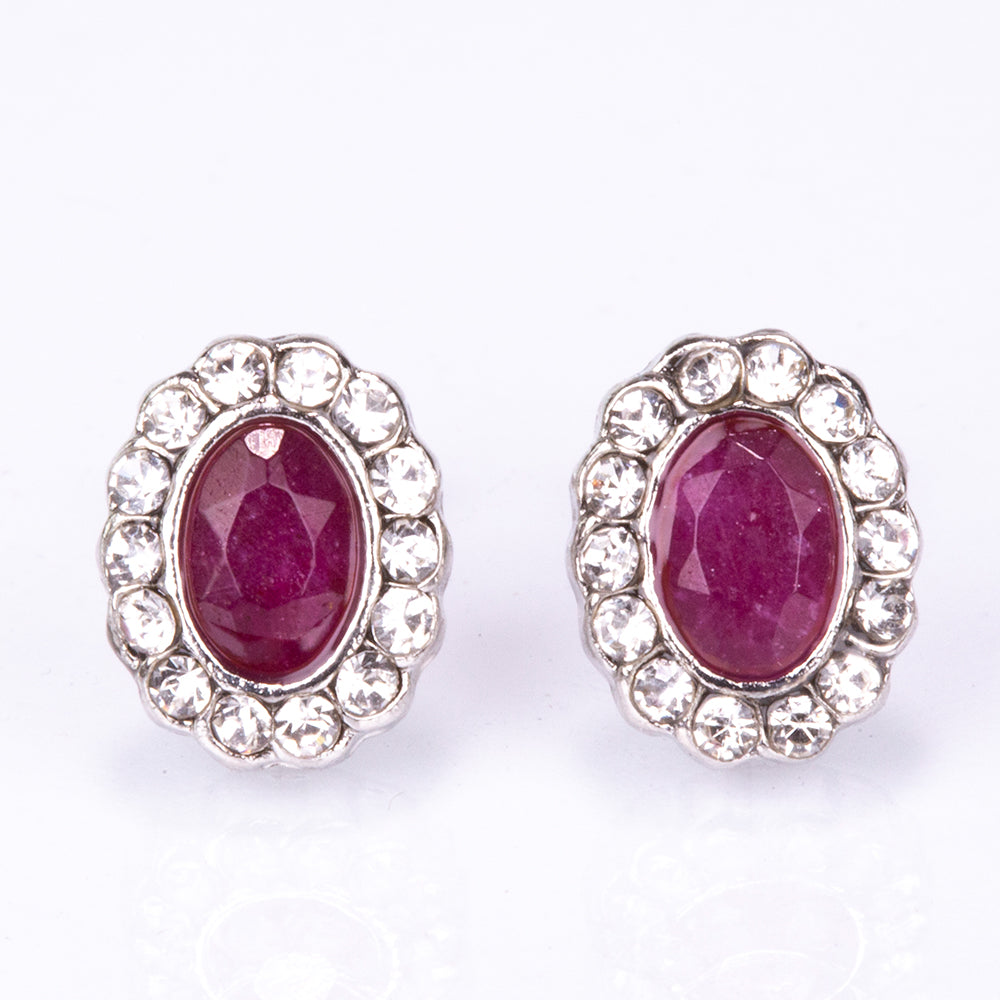 Set din Aliaj Placat cu Aur ( 9.1 grame ) cu Rubin și Cristal Alb Emporia® 4.08 Carate ( Colier+Cercei+Inel+Pandantiv )