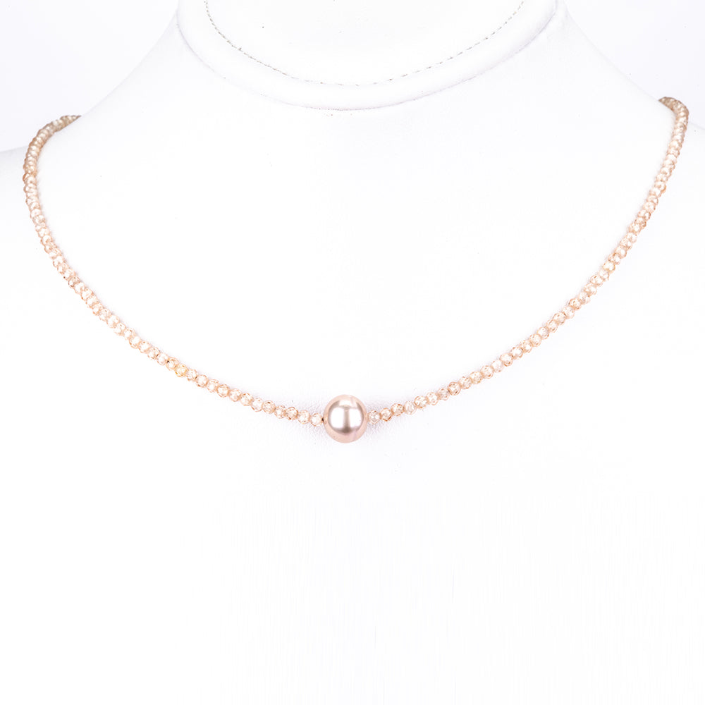 Colier din Argint 925 ( 0.65 grame ) cu Perlă de Apă Dulce Culoarea Lavandei și Zircon Cubic 4 