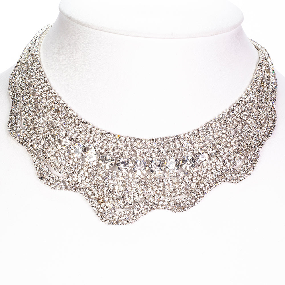 Set din Aliaj Placat cu Aur cu Cristal Alb Emporia® ( Colier+Cercei )